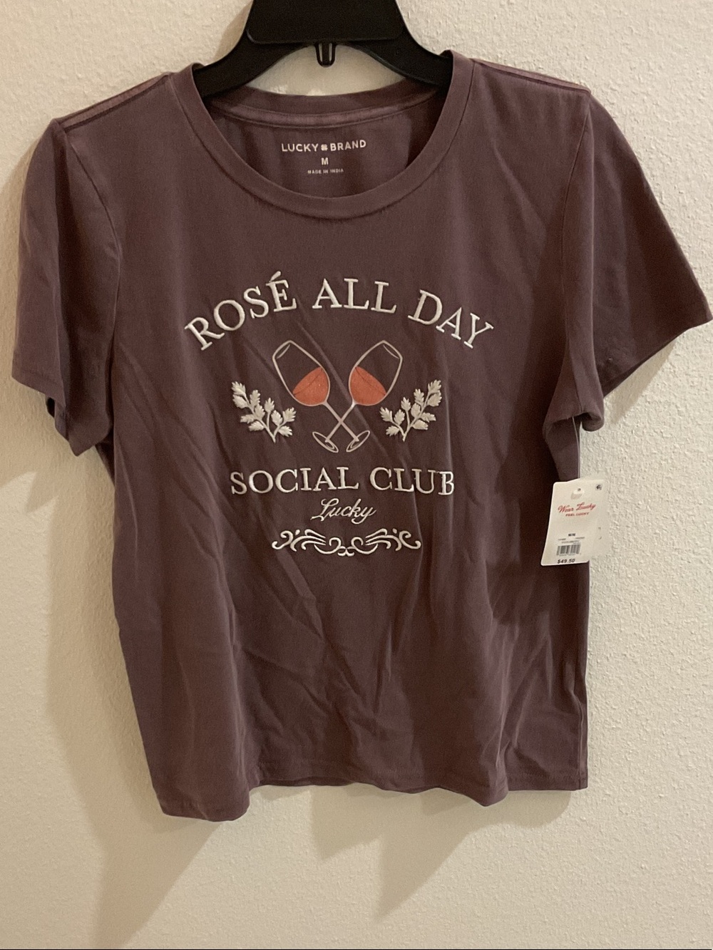 Lucky Brand Mauve 'Rosé All Day' Graphic Short Sleeve Tee